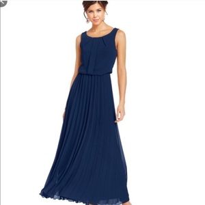 B Darlin navy blue pleated maxi dress